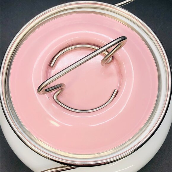 80s Siltal ITALY Pastelcore Enamelware Fondue Pot with Lid -Design Carla Agnelli - Picture 3 of 10